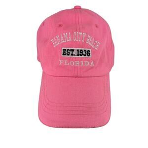 PANAMA CITY BEACH FLORIDA EST 1936 Pink Baseball Cap Hat Embroidered OLD DOCK